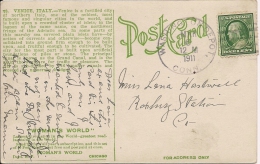 POSTCARD  WASHIGTON DEPOT  1911  Venice Italy - Storia Postale