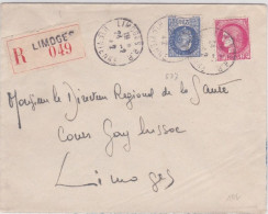 1942 - ENVELOPPE RECOMMANDEE De LIMOGES (HAUTE VIENNE) - PETAIN + CERES - Cartas & Documentos