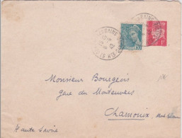 1942 - ENVELOPPE ENTIER TYPE PETAIN De ST GERVAIS (HAUTE SAVOIE) Avec COMPLEMENT MERCURE Pour CHAMONIX - Standard- Und TSC-Briefe (vor 1995)