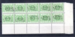 1895  Chiffre Dans Fond De Couleur, Bloc De 10 X  TX 3A**, Cote 210 €, - Postzegels