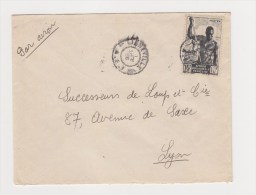 FRANCE. TIMBRE. LETTRE. COLONIE.69. LYON. RHONE. LOUP.  PA.POSTE AERIENNE. AEF. AFRIQUE EQUATORIALE. - Brieven En Documenten