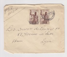 FRANCE. TIMBRE. LETTRE. COLONIE.69. LYON. RHONE. LOUP.  PA.POSTE AERIENNE. AEF. AFRIQUE EQUATORIALE. - Brieven En Documenten