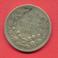 FS8 / - 2 Leva - 1891 - Bulgaria Bulgarie Bulgarien Bulgarije  SILVER ( Cu ) Coins Munzen Monnaies Monete - Bulgaria