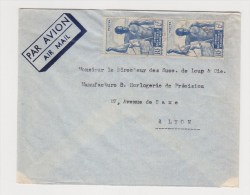 FRANCE. TIMBRE. LETTRE. COLONIE.69. LYON. RHONE. LOUP.  PA.POSTE AERIENNE. AEF. AFRIQUE EQUATORIALE. - Brieven En Documenten