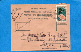 MARCOPHILIE-Lettre SCE Recouvrement N°1494-cad 1963 StampN°293 Corail-glaucus-pour Françe - Covers & Documents