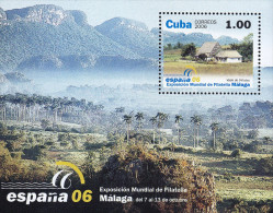 G)2006CUBA, VIÑALES VALLEY, MOUNTAINS-TREES-PALMS, WORLD PHILATELIC EXHIBITION MALAGA, S/S, MNH - Unused Stamps