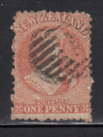 New Zealand Used Scott #16 1p Victoria, Orange Vermilion Wmk: Large Star Perf: 13 - Usati