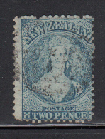 New Zealand Used Scott #32a 2p Victoria, Blue, Worn Plate Wmk: Large Star Perf: 12.5 - Gebruikt