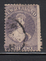 New Zealand Used Scott #18 3p Victoria, Lilac Wmk: Large Star Perf: 13 - Usati