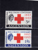 ASCENSION ASCENSIONE 1963 RED CROSS CENTENARY 1863 CROCE ROSSA CENTENARIO MNH - Ascension (Ile De L')