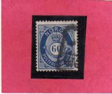 NORWAY NORGE NORVEGIA NORVEGE 1975 1982 OFFICIAL STAMPS NUMERAL 60o ORE 60 DARK BLU CIFRA BLU SCURO USATO USED OBLITERE´ - Dienstzegels