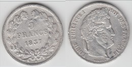 **** 5 FRANCS 1837 B - ROUEN - LOUIS-PHILIPPE - TRANCHE EN RELIEF - ARGENT - SILVER **** EN ACHAT IMMEDIAT !!! - 5 Francs