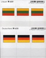 2x3 In Farbe Flaggen-Sticker Litauen+BRD 7€ Kennzeichnung An Alben Karte Sammlung LINDNER 630+659 Flag Lithuiana Germany - Non-classés