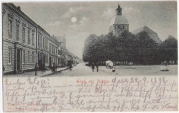Gruß Aus Ribnitz Markt Stadtkirche Belebt Planwagen Mondscheinkarte Bahnpost 22.9.1898 ZUG 288 STRALSUND ROSTOCK - Ribnitz-Damgarten