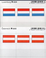 2x3 In Farbe Flaggen-Sticker Österreich+Luxemburg 7€ Kennzeichnung Alben Karten Sammlung LINDNER 654+644 Flags L Austria - Sin Clasificación