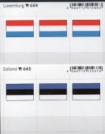 2x3 In Farbe Flaggen-Sticker Estland+Luxemburg 7€ Kennzeichnung An Alben Karten Sammlung LINDNER 645+654 Flags Eesti Lux - Sin Clasificación