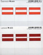 2x3 In Farbe Flaggen-Sticker Lettland+ Österreich 7€ Kennzeichnung Alben Karten Sammlung LINDNER 653+644 Latvija Austria - Non Classificati