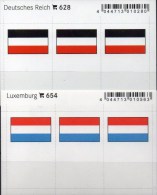 2x3 In Farbe Flaggen-Sticker Luxemburg+DR 7€ Kennzeichnung Alben Karten Sammlung LINDNER 628+654 Flag Germany Luxembourg - Ohne Zuordnung