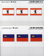 2x3 In Farbe Flaggen-Sticker Liechtenstein+Berlin 7€ Kennzeichnung Alben Karten Sammlung LINDNER 632+640 Flag Germany FL - Zonder Classificatie