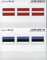 2x3 In Farbe Flaggen-Sticker Lettland+Estland 7€ Kennzeichnung Alben Karten Sammlung LINDNER 653+645 Flags Latvija Eesti - Non Classificati