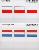 2x3 In Farbe Flaggen-Sticker Polen+Luxemburg 7€ Kennzeichnung An Alben Karten Sammlungen LINDNER 673+654 Flag Polska Lux - Non Classificati