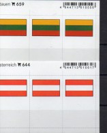 2x3 In Farbe Flaggen-Sticker Litauen+Österreich 7€ Kennzeichnung Alben Karten Sammlung LINDNER 659+644 Austria Lithuiana - Non-classés