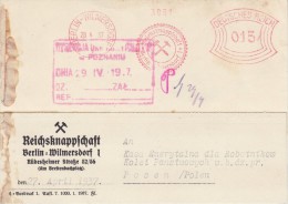 GERMANY THIRD REICH  1937  POSTCARD SENT FROM BERLIN TO POZNAN - Other & Unclassified