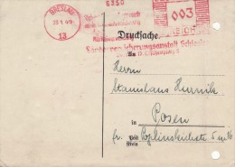 GERMAN OCCUPATION 1940  POSTCARD SENT FROM WROCLAW TO POZNAŃ - Other & Unclassified