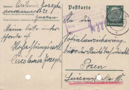 GERMAN OCCUPATION 1940  POSTCARD SENT  FROM GNIEZNO TO POZNAN - Other & Unclassified