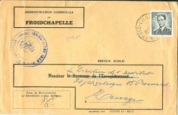 Lettre Expédiée De L'administration Communale De Froidchapelle Vers Manage Datée Du 30/05/1962 (COB 924) - Brieven En Documenten