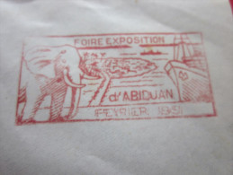 Abidjan Afrique Occidentale Française Ex Colonie Flamme Sur Lettre Foire Exposition D'Abidjan Février 1951 Par Avion - Brieven En Documenten