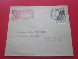 Abidjan Afrique Occidentale Française Ex Colonie Flamme Sur Lettre Foire Exposition D'Abidjan Février 1951 Par Avion - Cartas & Documentos