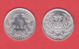 ALEMANIA  / GERMANY (IMPERIO)  1/2  MARCO  PLATA /SILVER   1.913 A  KM#17  EBC/XF    DL-10.902 - 1/2 Mark