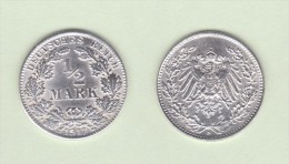 ALEMANIA  / GERMANY (IMPERIO)  1/2  MARCO  PLATA /SILVER   1.917 D  KM#17  SC-/UNC-    DL-10.905 - 1/2 Mark