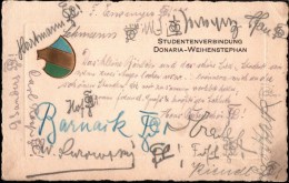 ! 1913 Seltene Karte Der Studentenverbindung Donaria Weihenstephan, Freising, Studentenkarte, Studentika, Couleurkarte - Scuole