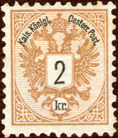 Austria,1883, 2 Kr.,Mi#44B Var.,Scott#41 Var.error Shown On Scan,perf:10 X 10 1/2, - MNH,**,as Scan - Neufs