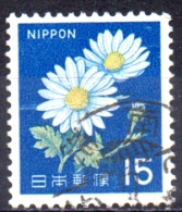 JAPAN 1966 Chrysan-themums - 15y. - Yellow And Blue  FU (White Figure Of Value) - Oblitérés