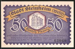 Notgeld Steinheim In Westfalen 1921, 50 Pfennig, Stadtsparkasse, Bauernhaus Und Likörflasche - [11] Lokale Uitgaven