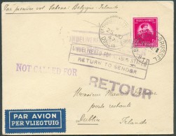 1Fr.35 Belgica Obl. Sc BRUXELLES 1 Sur Lettre 1er Vol Du 17-6-1947 Vers Dublin (Irlande) + Sc RETURNED LETTER DUBLIN Et - Autres & Non Classés