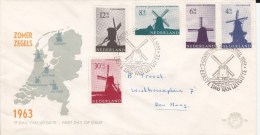 NEDERLAND - 1963 - SERIE COMPLETE YVERT N°769/773 Sur ENVELOPPE FDC De S´GRAVENHAGUE - MOULINS - FDC