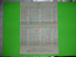 Yugoslavia,FNRJ,calendar,invalides Society Edition,disabled Company,cyrillic Letters - Petit Format : 1941-60