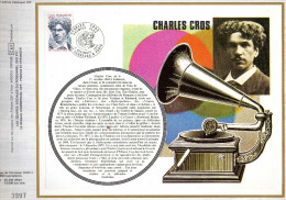 Feuillet Tirage Limité CEF 430 Charles Cros Phonographe Disque - Briefe U. Dokumente