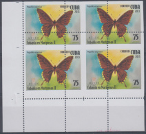 2013.185 CUBA 2013 MNH PERFORATION ERROR. MARIPOSAS, BUTTERFLIES. BLOCK 4. - Imperforates, Proofs & Errors