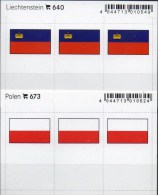 In Farbe 2x3 Flaggen-Sticker Liechtenstein+Polen 7€ Kennzeichnung Alben Karten Sammlungen LINDNER 673+640 Flag Polska FL - Stamps & Coins