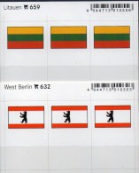 In Farbe 2x3 Flaggen-Sticker Litauen+Berlin 7€ Kennzeichnung Alben Karte Sammlung LINDNER 659+632 Flag Germany Lithuiana - Materiaal