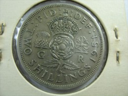 UK GREAT BRITAIN ENGLAND 1 ONE   FLORIN 2 TWO SHILLING  1951  LOT 16  NUM  6 - J. 1 Florin / 2 Shillings