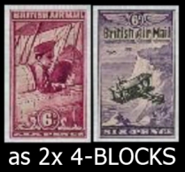 GREAT BRITAIN Air Mail Aeroplane ESSAY 4-BLOCKS:2 (4 Stamps)   [essai,Probedruck,ensayo, Saggio,proef] - Probe- Und Nachdrucke