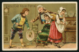 Chocolat Félix Potin, Jolie Chromo Lith. Champenois, Jeunes Gens, Thème Mariage, Noce, Les Accordailles - Félix Potin