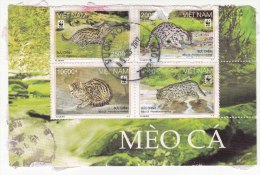 W.W.F. WWF Stamps On Cover Used, On Piece, Wild Big Cat, Animal,  2010 Vietnam, As Scan - Usados