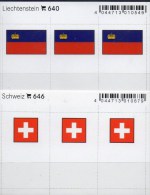 In Farbe 2x3 Flaggen-Sticker Liechtenstein+Schweiz 7€ Kennzeichnung An Alben Karten Sammlung LINDNER 646+640 Helvetia FL - Materiale